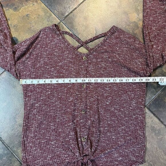 Bobbie Brooks Ladies Red Speckled Button Down Tie Bottom Sweater XL - Picture 8 of 11